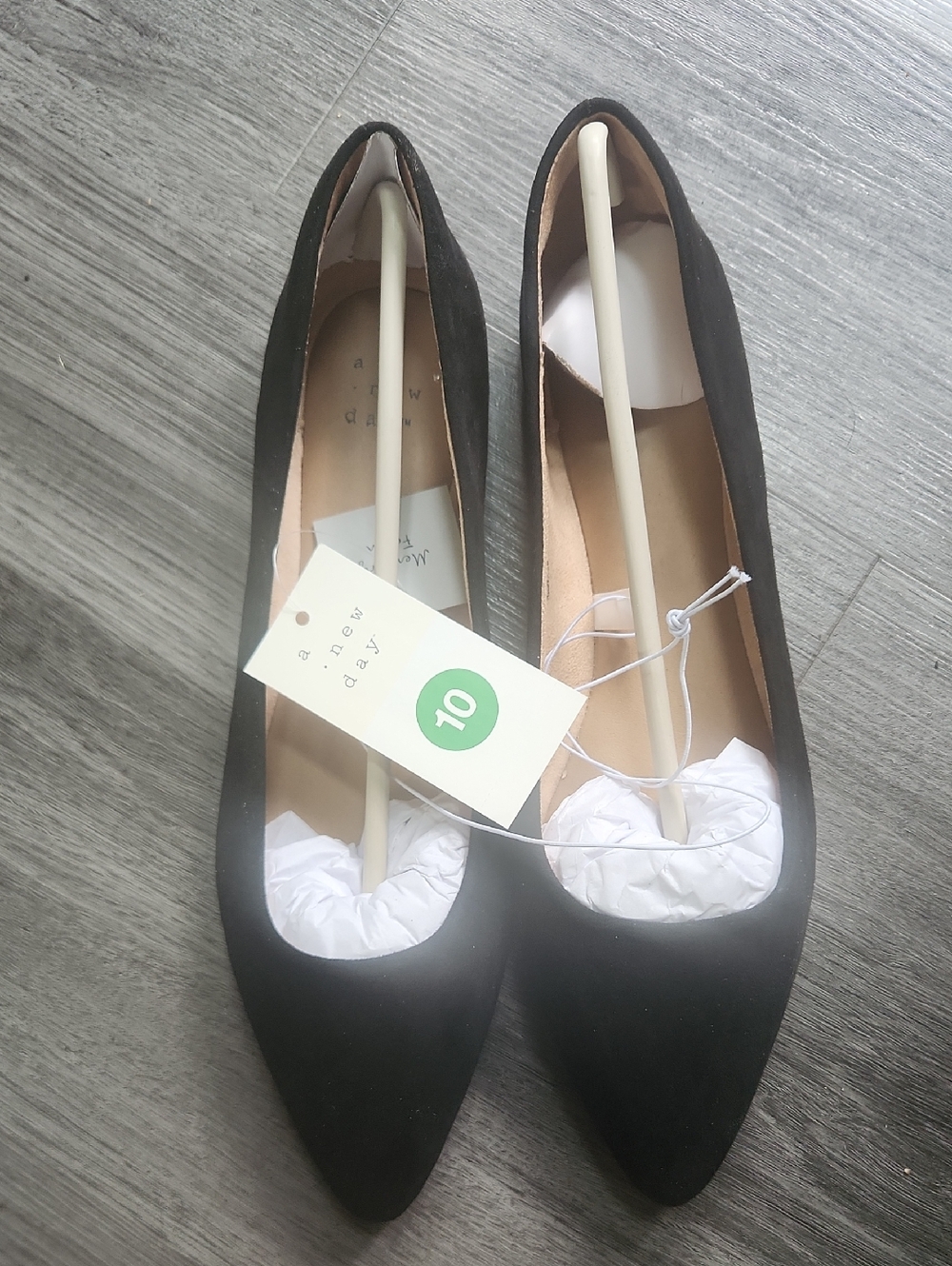 a new day Black Pointed Toe Faux Suede Flats